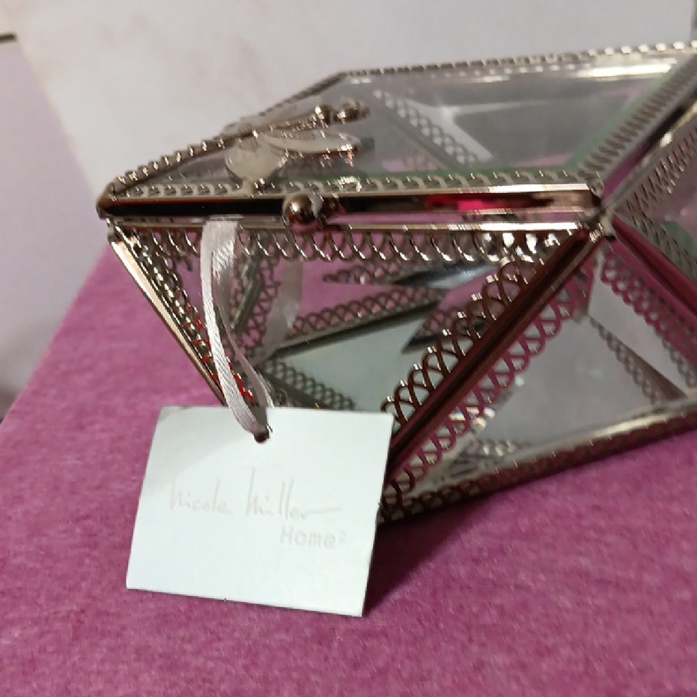 Nicole by Nicole Miller Silver Decor Box with Intricate Accents